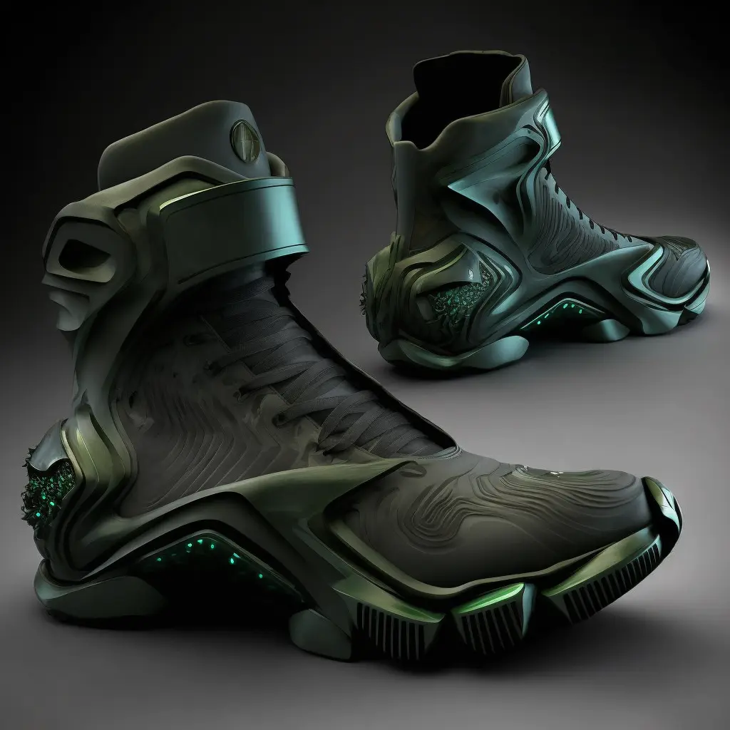 futuristic footwear, inspired by Halo Combat Evolved, by Nike